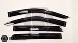 Mercedes X-Class 2017-2020 Window Deflector Sun Shade, a sleek black acrylic deflector designed for easy installation and durability, enhancing vehicle style and protection.