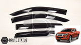 Isuzu D-Max 2012-2021 Window Deflector Sun Shade, a premium black acrylic accessory for improved aerodynamics and rain protection, visible on a vehicle close-up.