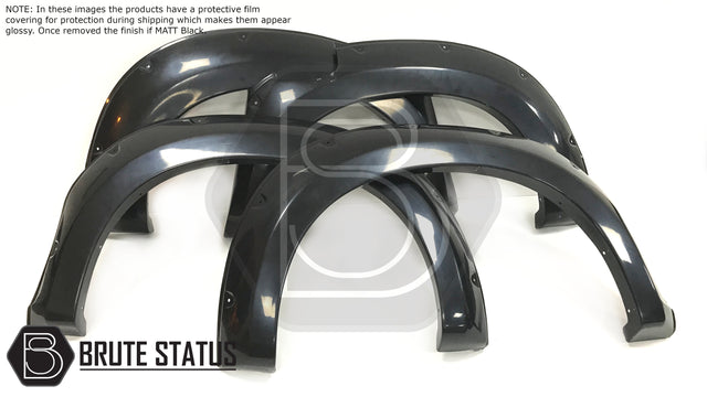 Isuzu D-Max 2012-2015 Wide Arch Kit (Fender Flares) in durable black ABS plastic shown with stainless steel fasteners for aesthetic, no-drill installation.