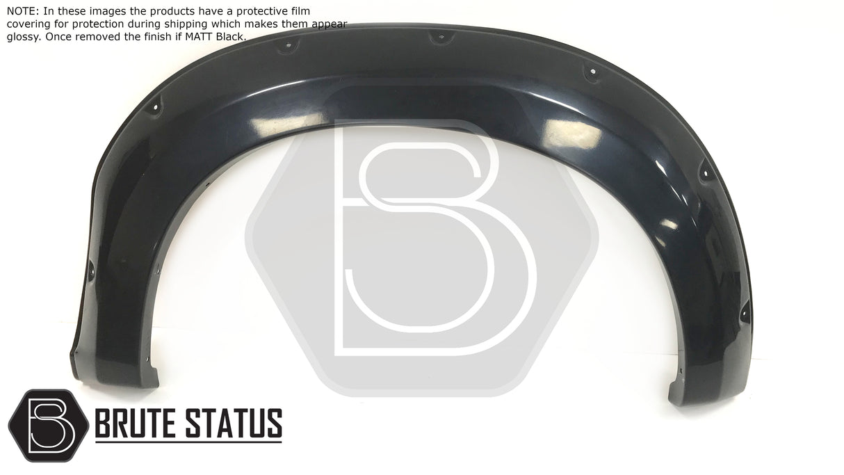 Isuzu D-Max 2012-2015 Wide Arch Kit (Fender Flares), featuring durable ABS plastic with smooth black finish, designed for easy installation on double cab models.