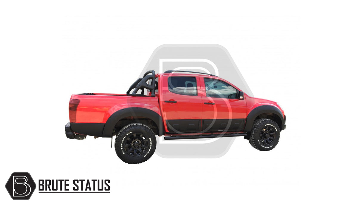 Isuzu D-Max 2012-2015 Wide Arch Kit, featuring durable ABS plastic fender flares with a smooth black finish, designed to enhance your truck's look.