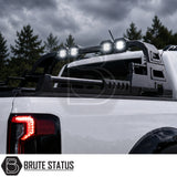 Heavy duty combat style matte black powder coated roll bar fitted to Ford Ranger 2023+ pickup truck offroad 4x4, fitted with additional lighting for extra visibility. 
