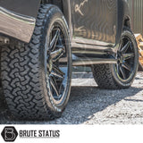 Fitted Set of four Axe AT3 20x9.5 or 20x10 alloy wheels in Gloss Black with Milled Highlights or Satin Black, featuring 6x139.7 or 6x114.3 PCD, ET-19 or ET15 offset, 106mm centre bore, and 955KG load rating. Includes wheel nuts and spigot rings. Ensure bolt pattern compatibility before purchase.