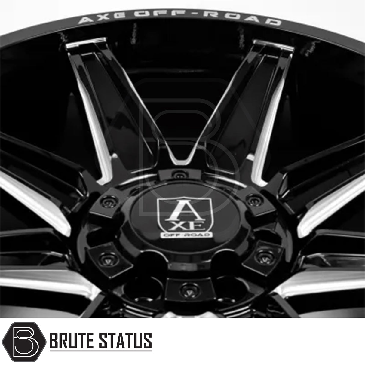 Set of four Axe AT3 20x9.5 or 20x10 alloy wheels in Gloss Black with Milled Highlights or Satin Black, featuring 6x139.7 or 6x114.3 PCD, ET-19 or ET15 offset, 106mm centre bore, and 955KG load rating. Includes wheel nuts and spigot rings. Ensure bolt pattern compatibility before purchase.
