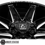 Set of four Axe AT3 20x9.5 or 20x10 alloy wheels in Gloss Black with Milled Highlights or Satin Black, featuring 6x139.7 or 6x114.3 PCD, ET-19 or ET15 offset, 106mm centre bore, and 955KG load rating. Includes wheel nuts and spigot rings. Ensure bolt pattern compatibility before purchase.