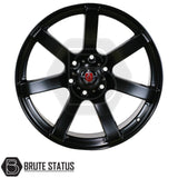 Axe Quake alloy wheel in matte black finish, 20x9 size with ET10 offset, 6x139.7 PCD and 106 centre bore, designed for pick up trucks. 