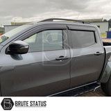 Mercedes X-Class 2017-2020 bonnet guard and wind deflectors set – durable black acrylic bundle for style, protection, and all-weather driving.