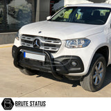 black bull/nudge bar for the ssangyong musso pickup truck, showcasing its rugged design and protective build