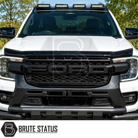 Ford Ranger T9 2023+ bonnet guard in acrylic black with aerodynamic bug and stone chip protection