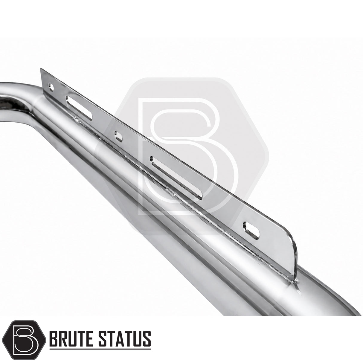 Chrome bull bar with heavy-duty carbon steel construction, TÜV certification and integrated light bar mounting bracket