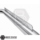 Chrome bull bar with heavy-duty carbon steel construction, TÜV certification and integrated light bar mounting bracket