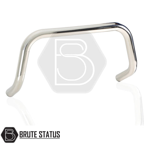 chrome bull/nudge bar for the SsangYong Musso 2018-2021 pickup truck, showcasing its rugged design and protective build