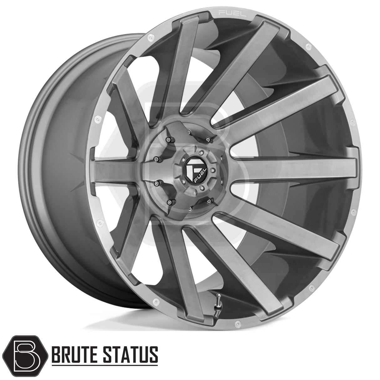 Fuel Contra Platinum alloy wheels in brushed gunmetal grey, premium 20x9 and 22x12 off-road wheels with 6x139.7 PCD for pickup trucks and 4x4s.