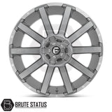 Premium Fuel Contra Platinum wheels with brushed gunmetal grey or gloss black milled finish, heavy-duty alloy wheel set for off-road pickup trucks.