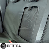 Ford Ranger 2012-2022 T6, T7, T8 Double Cab seat cover, black protective Brute Status cover with seat-belt slots, tailored fit, waterproof and durable.