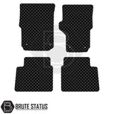 Volkswagen Amarok 2010-2017 Double Cab Rubber Floor Mats, showing two front and two rear black diamond-patterned mats with Brute Status logo, designed for right-hand drive.