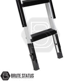 Telescoping ladder base with ARB Altitude Rooftop Tent branding, featuring aluminum rails, black rubber feet, locking mechanisms, and textured treads, ideal for pick-up truck accessorizing.