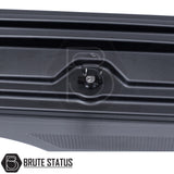 Passenger side heavy-duty ABS plastic wheel well lock box for 2012+ Ford Ranger, featuring a matte black finish, weather-sealed lid, integrated lock, and swivel-out design for secure, organized truck bed storage.