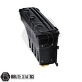 Passenger side heavy-duty ABS plastic wheel well lock box for 2012+ Ford Ranger, featuring a matte black finish, weather-sealed lid, integrated lock, and swivel-out design for secure, organized truck bed storage.