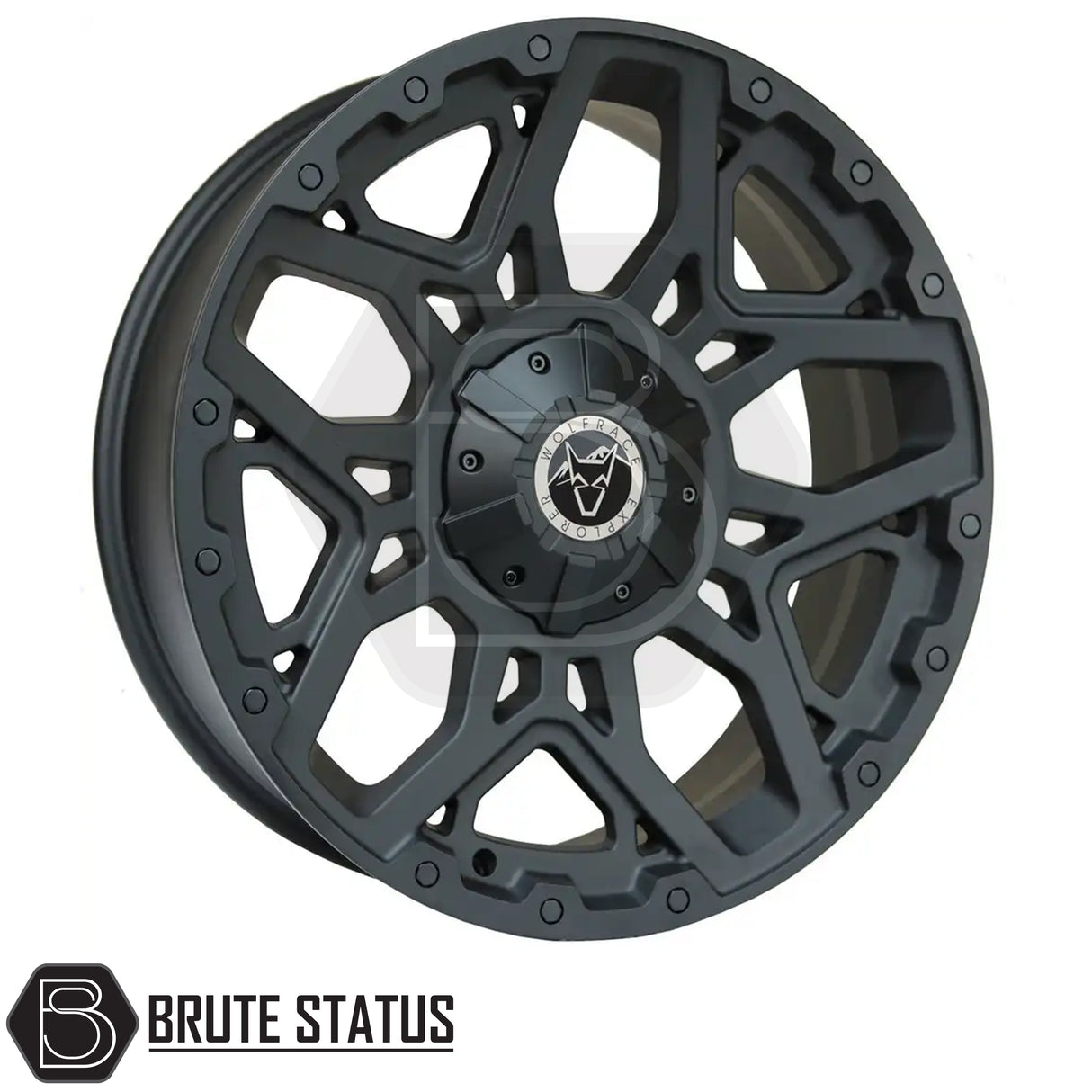 Wolfrace Sahara Matte Black Wheels with Black or Silver Rivets – Set of 4 – Premium alloy wheels available in 18x8.5 or 20x9, multiple PCD options (5x120, 6x114.3, 6x139.7), offsets ET0–ET45, centre bore 65.1–106.1mm, load rating 950kg–1250kg, supplied with wheel nuts and spigot rings.