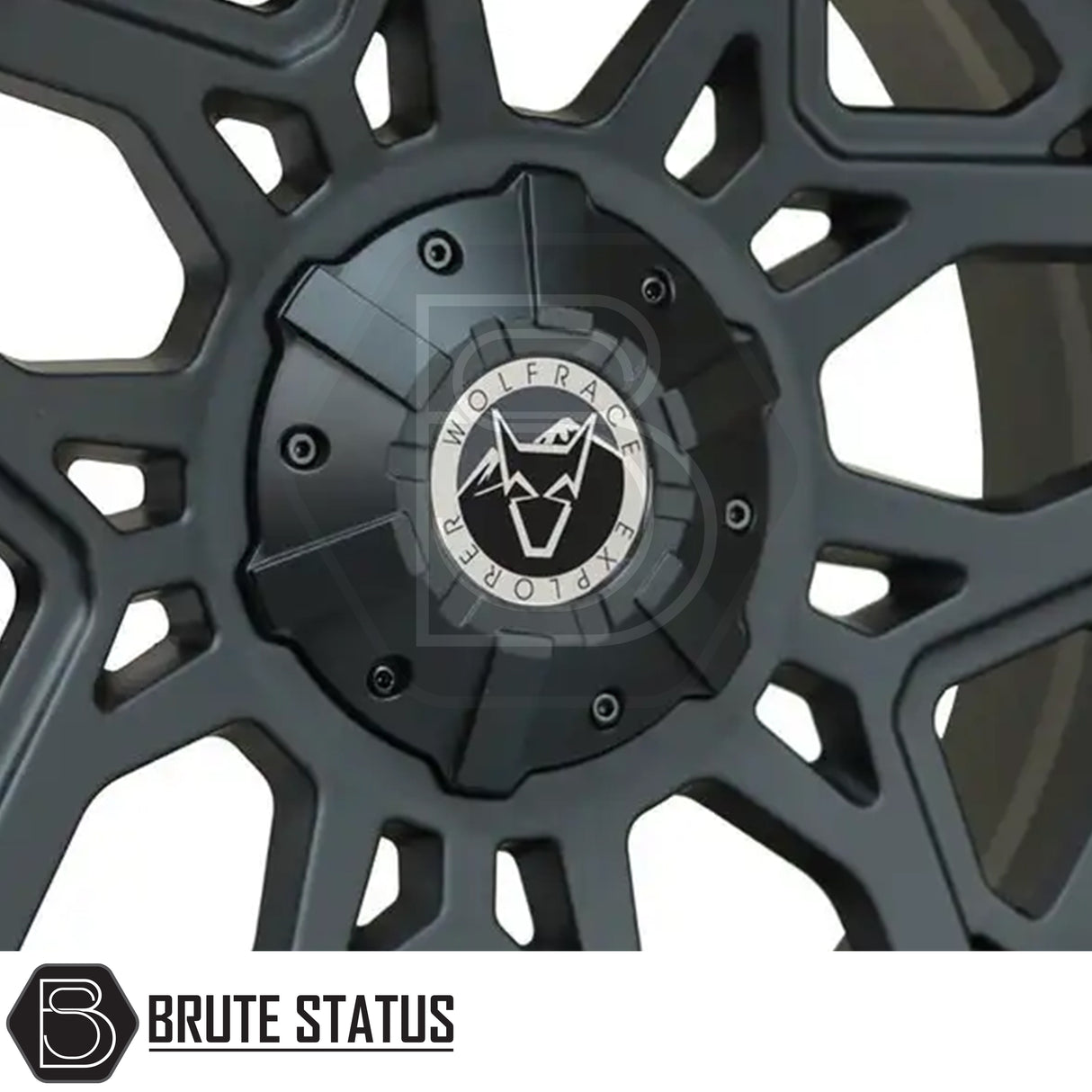 Wolfrace Sahara Matte Black 4-Wheel Set with Black or Silver Rivets – Heavy-duty alloy wheels designed for pickup trucks and SUVs, available in 18x8.5 or 20x9, multiple offset and PCD options, load rated 950kg–1250kg, includes wheel nuts and spigot rings.