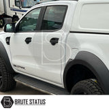 Ford Ranger 2012-2022 T6 T7 T8 Matte Black Door Handle Covers, shown in a group, featuring durable ABS plastic and easy installation with 3M adhesive.