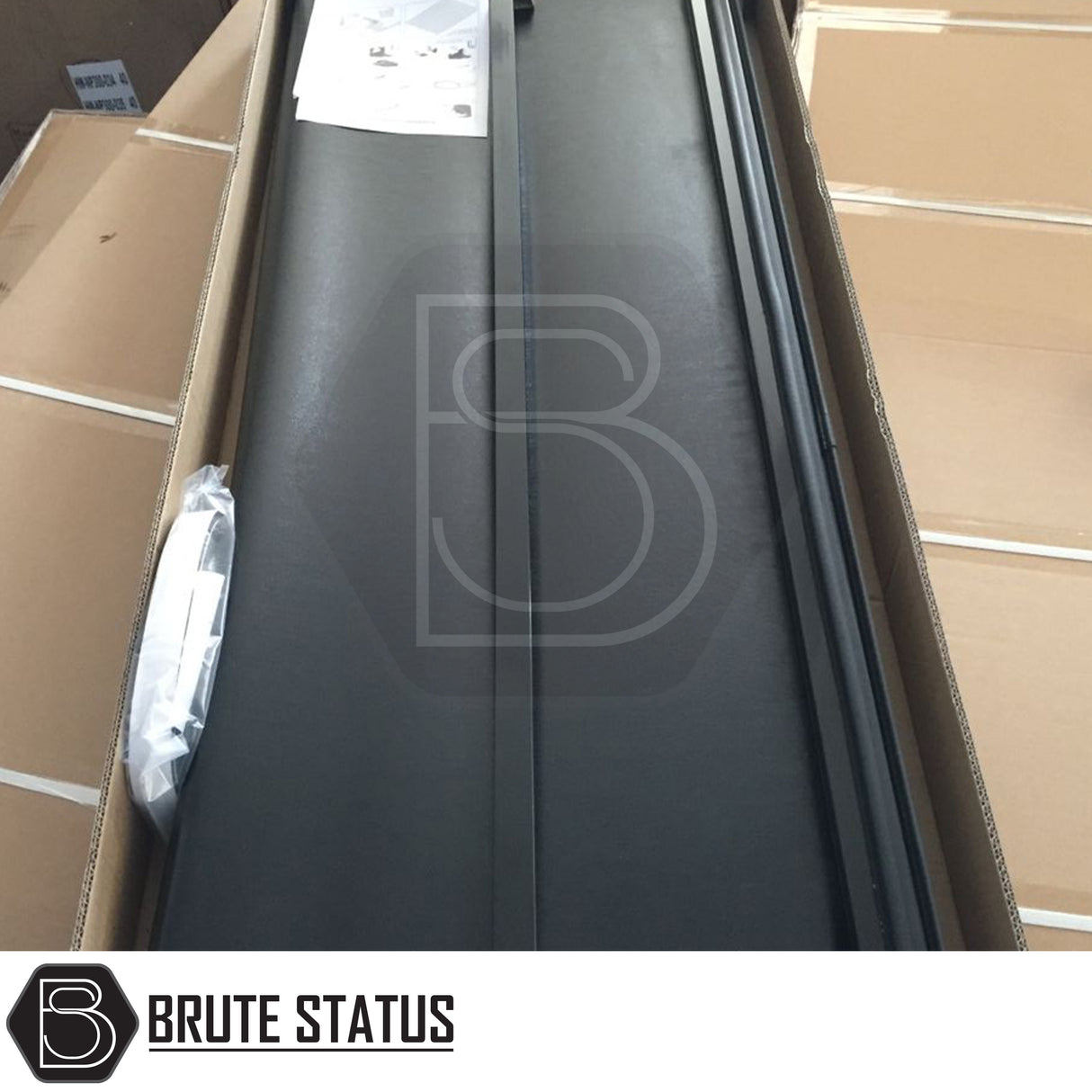 "Premium tri-fold tonneau cover for pickup trucks, featuring UV-stable vinyl, rubber perimeter seals, reinforced corners, and shaped aluminium cross bars for improved durability, aerodynamics, and water resistance. Easy no-drill installation. Not compatible with Wildtrak models with sports bars.