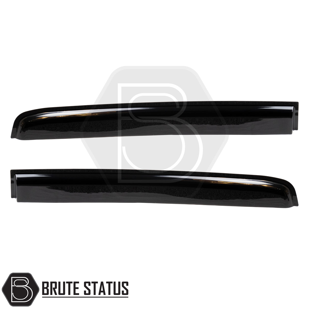 Ford Ranger 2012-2022 T6 T7 T8 Window Wind Deflectors, featuring a durable black design with white lettering, enhance aerodynamics and provide rain protection.