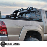 Fiat Fullback 2015-2019 X10 Combat Roll Bar with LED lights mounted on a truck, showcasing a robust, matte black design.