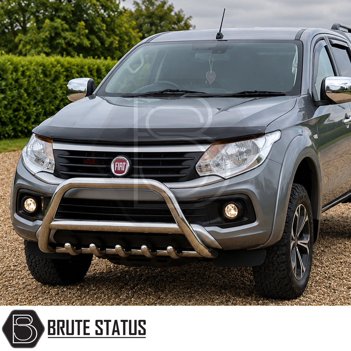Chrome nudge bar for Fiat Fullback with heavy-duty steel construction, parking sensor compatibility and secure chassis-mounted fitment