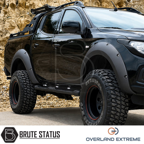 Fiat Fullback 2015-2019 Wide Arch Kit Overland Extreme in matte black, premium wheel arch extensions for Double Cab pickup trucks.