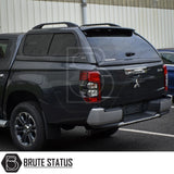 Fiat Fullback/Mitsubishi L200 2015-2021 Truckman GLS Hardtop Canopy with tinted windows and roof rails, showcasing the sporty, secure, and ventilated design.