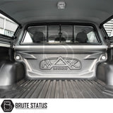 Fiat Fullback/Mitsubishi L200 Truckman Grand Hardtop Canopy, showcasing interior with MAX Liner bed-liner under hard tonneau cover, highlighting remote locking and ventilation features.