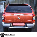 Fiat Fullback/Mitsubishi L200 2015-2021 Truckman Grand Hardtop Canopy with tinted rear window and central Mitsubishi logo, showcasing premium storage and security features.