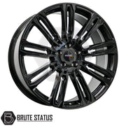 Wolfhart Flowformed RR1 Gloss Black 22x9.5 Wheel Set – Set of 4 high-performance alloy wheels, 5x120 PCD, ET37 offset, 65.1mm centre bore, 1050kg load rating, includes wheel nuts and spigot rings, suitable for trucks and SUVs.