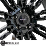 Wolfhart Flowformed RR1 Gloss Black Polished Wheels – 22x9.5, 5x120 PCD – Complete set of 4 alloy wheels for trucks and SUVs, ET37 offset, 65.1mm centre bore, 1050kg load rating, comes with wheel nuts and spigot rings for easy fitment.
