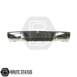 Brute Status chrome rear bumper for Ford Ranger 2012–2022 with parking sensor compatibility and non-slip step pads
