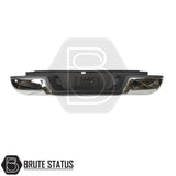 Brute Status chrome rear bumper for Ford Ranger 2012–2022 with parking sensor compatibility and non-slip step pads