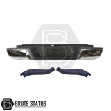 Brute Status chrome rear bumper for Ford Ranger 2012–2022 with parking sensor compatibility and non-slip step pads