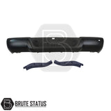 Brute Status black rear bumper for Ford Ranger 2012–2022 with parking sensor compatibility and non-slip step pads