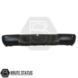 Brute Status black rear bumper for Ford Ranger 2012–2022 with parking sensor compatibility and non-slip step pads