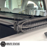 "Premium tri-fold tonneau cover for pickup trucks, featuring UV-stable vinyl, rubber perimeter seals, reinforced corners, and shaped aluminium cross bars for improved durability, aerodynamics, and water resistance. Easy no-drill installation. Not compatible with Wildtrak models with sports bars.