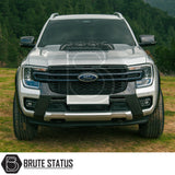 gloss black bonnet scoop for Ford Ranger T9 (2023+), made from impact-resistant plastic with 3M adhesive tape for easy, drill-free installation
