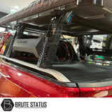 "Matte black tent roll bar with 4 integrated square LEDs, designed for 2015–2022 Ford Ranger Wildtrak models with pre-installed sports bars