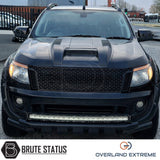 Ford Ranger 2012-2015 Overland Extreme bonnet scoop in matte black, Raptor-inspired ABS hood scoop with washer jet cut-outs for pre-facelift Double Cab models.