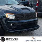 Matte black Ford Ranger 2012-2015 bonnet scoop, premium Overland Extreme hood scoop designed for pre-facelift models with bonnet washer jet cut-outs and no-drill installation.