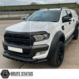 Ford Ranger 2012-15 City Bar (Nudge Bar) Matt Black, enhancing bumper protection and style with easy installation, visible in close-up on truck front.