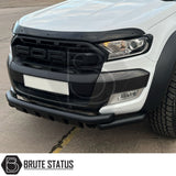 Ford Ranger 2012-15 City Bar (Nudge Bar) Matt Black, enhancing bumper protection and style with easy installation, visible in close-up on truck front.