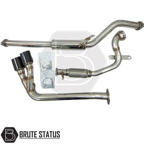 Ford Ranger 2012-2022 T6, T7, T8 side exit exhaust with twin carbon fibre tips, stainless steel, high-performance upgrade for pickup trucks.