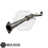 Side exit stainless steel exhaust with carbon tips for Ford Ranger T6-T8 (2012-2022), delivers sporty look, deeper exhaust note, and improved performance.